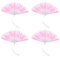 sourcing map Feather Hand Fan Pink Vintage Folding Fan with Tassels Feather Fan Handheld 43x23cm for Halloween Party Wedding Dancing Decoration,4 Pcs