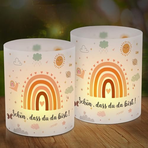 12 Windlicht Tischdeko Geburtstage, Schön DASS Du Da Bist Tisch Deko, Regenbogen Tischdeko für Taufe, Windlichter Tischdeko für Kinder Geburtstage Boho Hochzeit Taufe Kommunion Baby Shower Feiern