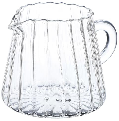 BELLIFFY Small Glass Milk Pitcher 200Ml High Borosilicate Creamer Jug for Coffee Tea Milk Use at Home Cafe Restaurant 3.9X2.8X2.5 Inch