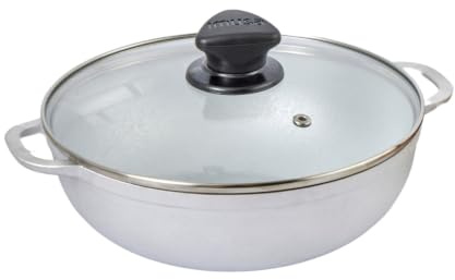 Imusa Caldero básico de 4.3 cuartos con tapa de cristal, 26 cm