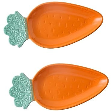 Amosfun 2 Pièces Bol en céramique saladier Carotte Plat de Service Plats en Forme de légumes Bol de Fruits Panier à Salade Assiette de Restaurant Bol Maison Bol à Salade Orange