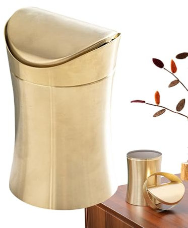 Papelera de escritorio | Papelera de 1,5 l para sobremesa | Contenedor de basura resistente al desgaste | Papelera pequeña de acero inoxidable | Papelera de mesa moderna | Papelera robusta para mesas