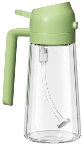 Oil Dispenser Bottle Spray and Pour 2-in-1, 470ml Glass Olive Oil Sprayer & Dispenser, Food-Grade Oil Mister for Kitchen Cooking, Air Fryer, BBQ, Salad, Baking (green)