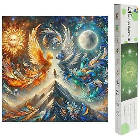 DCIDBEI Diamond Painting Phönix Yin Yang Phönix mit Box 40x40cm | 5D Diamant Painting Bilder Phönix Diamant Malerei Erwachsene Phönix Puzzle Aufkleber Gemälde Basteln Erwachsene Tier