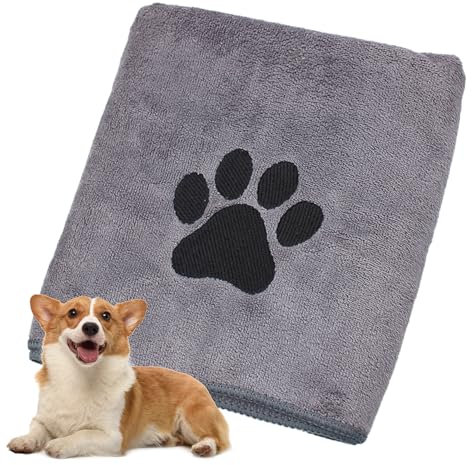1 Pezzi Asciugamano Cane,35 x 75 cm Asciugamani per Cani Extra Assorbenti Coperta Animali,Asciugamani Pet Morbidi e ad Asciugatura Rapida per Cani e Gatti di Taglia Piccola,Media e Grande-Grigio