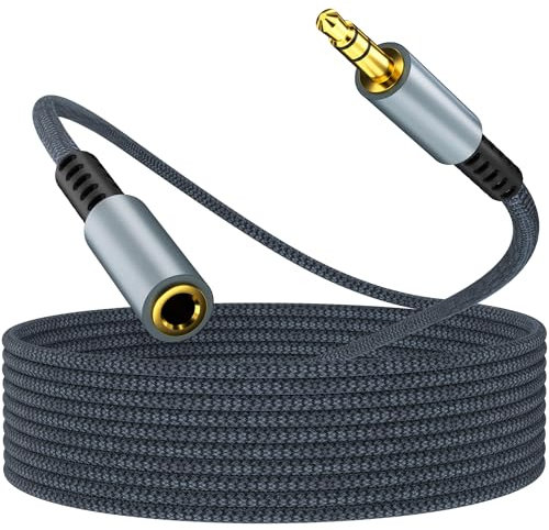 Rallonge Jack 5 m en nylon tressé,câble d'extension audio jack stéréo 3,5 mm pour prise d'entrée AUX,compatible avec iPhone,smartphones,écouteurs,lecteurs multimédias,haut-parleurs,autoradios
