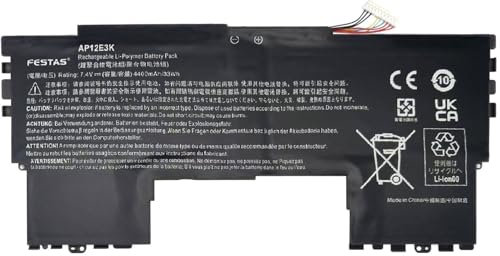 FESTAS 7.4V 4400mAh/33Wh AP12E3K Batterie Compatible avec Acer Aspire S7 191 Series 1/CP3/65/114-2+1/CP5/42/61-2 11CP5/42/61-2 Ordinateur PC Portable