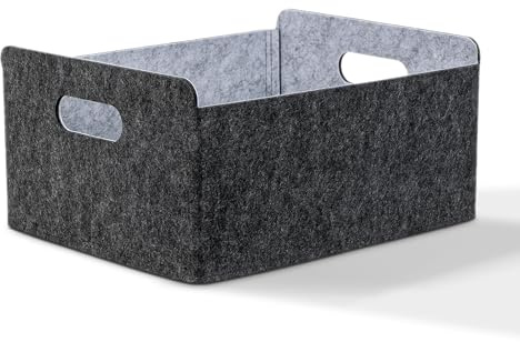 BEHONA Filzkorb Aufbewahrungskorb aus Filz, Schrank Organizer, Regalkörbe | Faltbarer Korb Aufbewahrung, Filz Organizer Box, Filzbox für Schreibtisch Regal Treppen Stufen Schubladen Zuhause Büro
