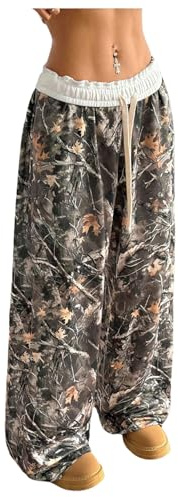 SOLY HUX Women's Camo Wide Leg Baggy Sweatpants Y2K Trousers