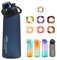 Kopration Air Flasche 900ML Trinkflasche Mit 7 Geschmack Pods BPA-frei Tritan Wasserflasche für Sport Fitness 0 Zucker Wasser (Navy)