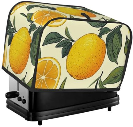Yellow Lemon Print 2 Slice Toaster Cover Fingerprint Bread Maker Protectors,Kitchen Small Appliance Dust Cover