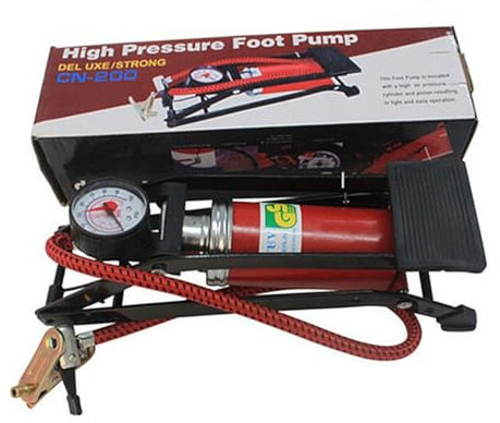 JUMPLAWN Portable Fußpumpe Für Auto Und Fahrrad Hochdruck Fußpumpen-Inverter Mit Druckanzeige Rutschfester Pedal Geeignet Für Reifen Von Fahrzeugen Fahrrädern Und