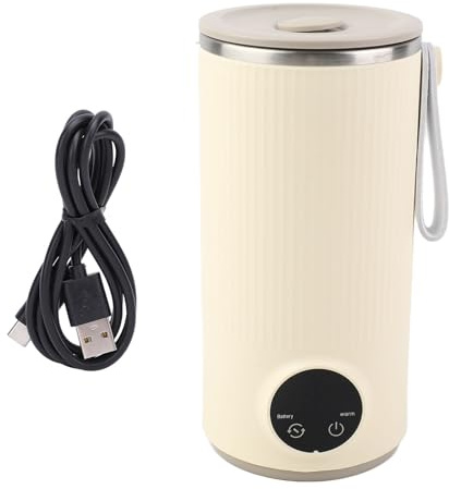 Mtlavishness Bollitore elettrico da viaggio senza fili, ricaricabile, 400 ml, 55 °C, in acciaio inox, ideale per viaggiatori, riscaldamento rapido e agitazione, batteria di grande capacità