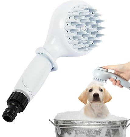 Grooming Shower Head - Pet Grooming Shampoo Brush | Soothing Massage Rubber Bristles Curry Comb | Pet Shower Attachment | Puppy Bathing Brush - Portable Massage Pet Shower Head for Travel, Bat