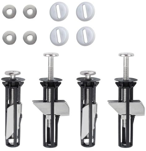 4 PCS Heavy Duty Toilet Seat Fastener Bolt Kit - M5 Toilet Fixing Kit - Universal Toilet Seat Screws Replacement Set with Washers - Easy Install Toilet Seat Locking Bolts