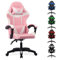 Lishetimig Gaming Chair, Computer Chair with Lumbar Cushion, Headrest, Height-Adjustable Ergonomic Gaming Chairs for Home Office(Pink)