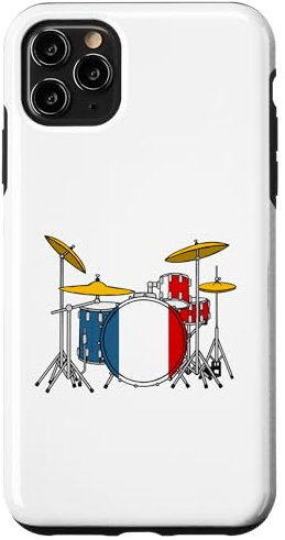 Batería con bandera francesa, músico baterista Carcasa para iPhone 11 Pro Max