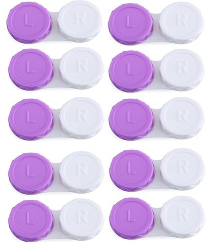 TroHollis Contact Lens Cases,Contact Lenses Case Box 50pcs Case Lenses Colored Pupils Eye Set Contact Box(Purple-50pcs)