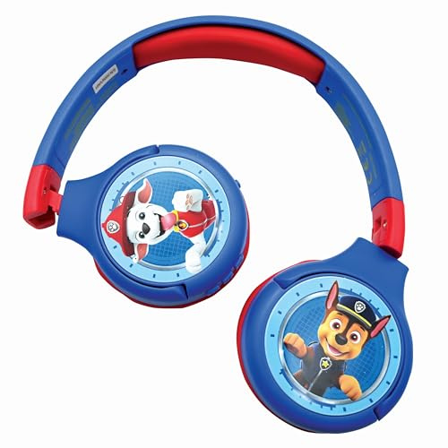 Lexibook - Pat' Patrouille Casque Audio Enfant 2-en-1 Bluetooth et Filaire - Stéréo, sans Fil, Filaire, Son limité, Pliable, Ajustable, Fille/garçon, Rouge/Bleu, HPBT010PALXB