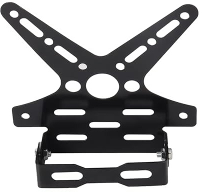 Motorcycle Trim Universal Motorcycle Rear License Plate Frame Bracket Rack Scooter Adjusted Number Plate Holder(Black)