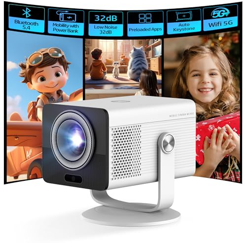 HP MC400 Tragbarer Mini Smart Beamer mit WiFi und Bluetooth, unterstützt 4K mit kurzer Reichweite und 1080p, kabelloser Bildschirmspiegel, integrierte App und Lautsprecher, Stromversorgung über USB-C
