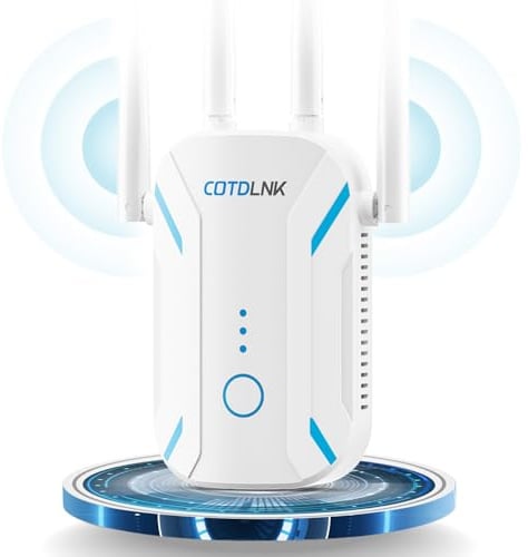 2026 COTDLNK WLAN Verstärker für Heim WLAN Repeater WiFi Booster mit Eingebaute PA bis zu 280㎡ WiFi Internet Repeater | 1200 Mbit/s | Dualband 2.4G&5G | Einfache Einrichtung | EU-Stecker