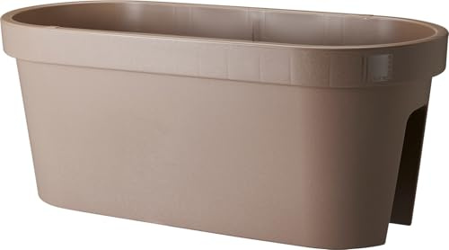 mucHome Geländer Balkonkasten 60x26x25 cm – Blumenkasten Pflanzkasten Blumentopf - Blumenkübel für Balkon & Terrasse (Mokka)