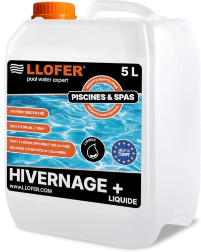 LLOFER Floculant Clarifiant Liquide 5 L – Eau Cristalline – Hyper Concentré – Compatible Filtre à Sable – Clarifie l’Eau Trouble – Fabriqué en Europe