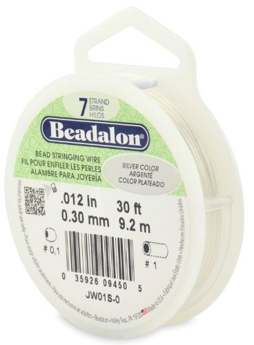 Beadalon 0.3 mm Diameter 9.2 m Reel 7 Strand Wire, Silver