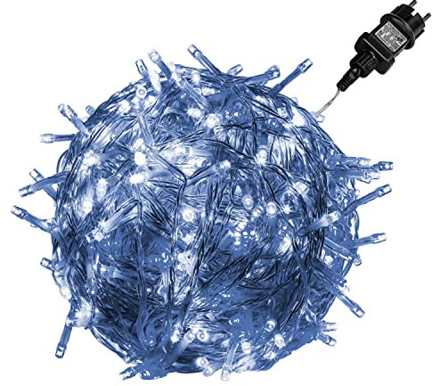 VOLTRONIC LED Lichterkette, IP44, Modell- und Farbwahl, 600 LEDs, Transparentes Kabel, kaltweiß