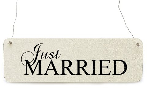 Interluxe Shabby Vintage Holzschild Türschild JUST Married 4 Hochzeit Dekoschild Landhaus Chic Dekoration