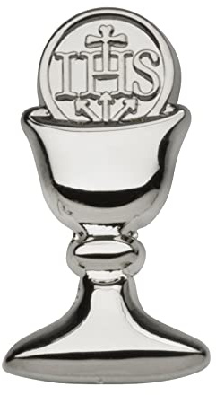 First Communion Chalice Tie Pin Gift for Boys in Gold or Silver Tone
