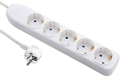 Electraline 51612 Steckdosenleiste 6-fach, Kabel 1, 5M/ Mehrfachsteckdose/Tischsteckdose Steckerleiste