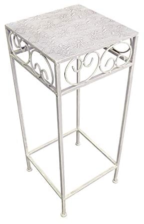 PrimoLiving Metall Blumenhocker/Beistelltisch antikweiß eckig Gr. M (P-807)