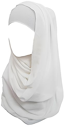 Lina & Lily Bubble Chiffon Damen Muslim Hijab Kopftuch Schal Turban, Stoff Leicht Undurchsichtig (Weiß)