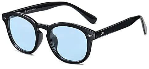 SHEEN KELLY Polarizzato TR90 Occhiali da sole uomini donne colorati retrò moda donna Vintage occhiali da sole rotondi Blu UV400