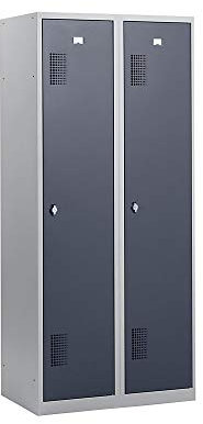 eurokraft | Basic | Schwarz-Weiß-Spind | 2 Abteile | lichtgrau/basaltgrau | Breite 800 mm