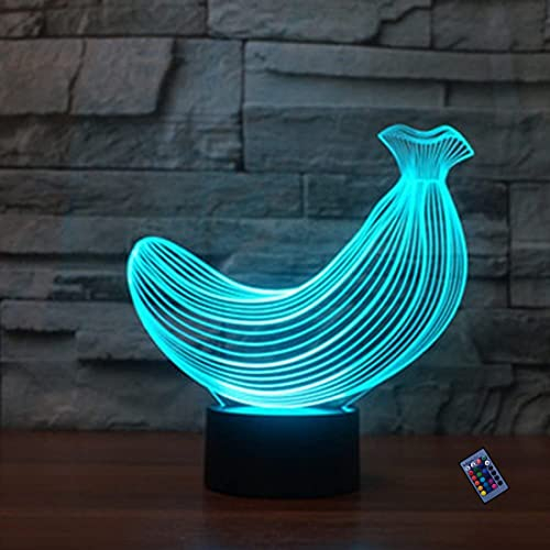 YTDZLTD Kreative 3D Banane Nacht Licht 16 Farben Andern Sich Fernbedienung USB-Strom Touch Schalter Dekor Lampe Optische Täuschung Lampe LED Lampe Tisch Kinder Brithday Weihnachten Geschenke