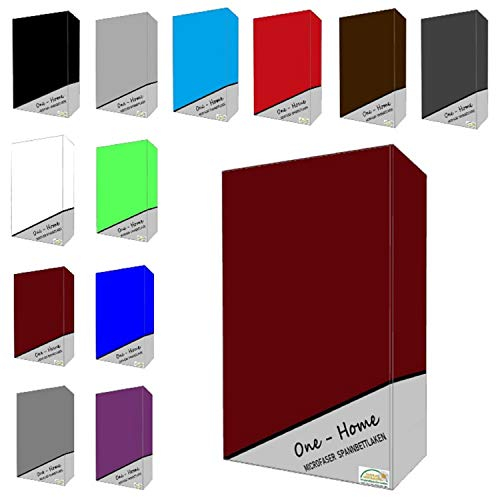 one-home Microfaser Spannbettlaken Spannbetttuch Bettlaken Betttuch mit Rundumgummi, Farbe:Bordeaux, Maße:180x200 cm - 200x200 cm