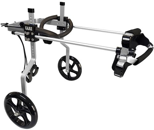KAJILE Verstellbarer 2-Rad-Hunderollstuhl, L-1 Größe für behinderte Hund Hinterbeine Rehabilitation, geeignete Höhe 37-47cm, Breite 19-25cm, Länge 27-35cm