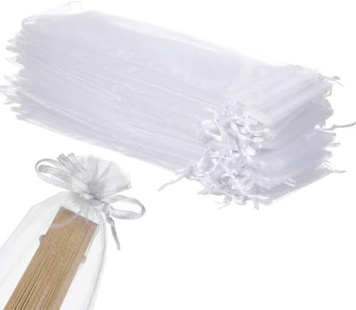 Toyvian 50pièces Sachet Organza Blanc Avec Cordon De Serrage Pochettes Présent Pour Mariage Bonbons Bijoux