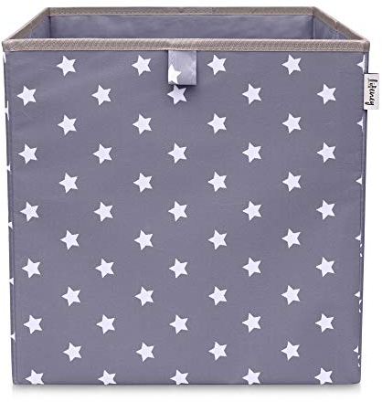 LIFENEY Aufbewahrungsbox mit Sternenmotiv in Dunkelgrau, Spielzeugbox mit Sternen passend für Würfelregale, Ordnungsbox für das Kinderzimmer, Aufbewahrungskorb als Accessoire für Zuhause, 33x33x33 cm