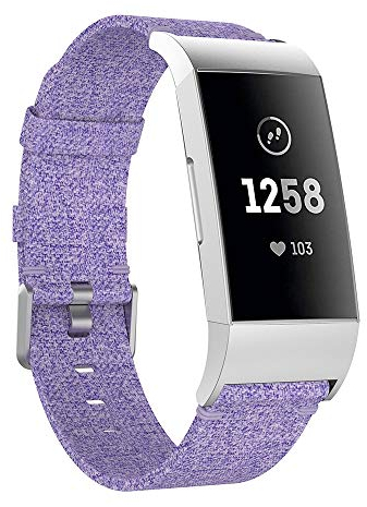 By Qubix - Kompatibel mit Fitbit Charge 3 & 4 Nylonband - Helles Lila - Kompatibles Fitbit Armband, one size, Nylon