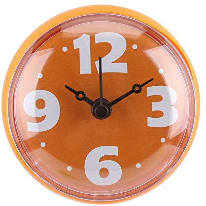 MAGT Badezimmeruhr, Wasserdichte Badezimmer Uhr Saugnapf Wanduhr Saugwand Fenster Spiegel Bad Dusche Uhr(Orange)