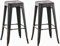 CLP 2er Set Barhocker Joshua I Stapelbare Tresenhocker aus Metall I Barstühle mit Fußstützen I Sitzhöhe 76 cm I Stapelhocker, Farbe:schwarz-Gold