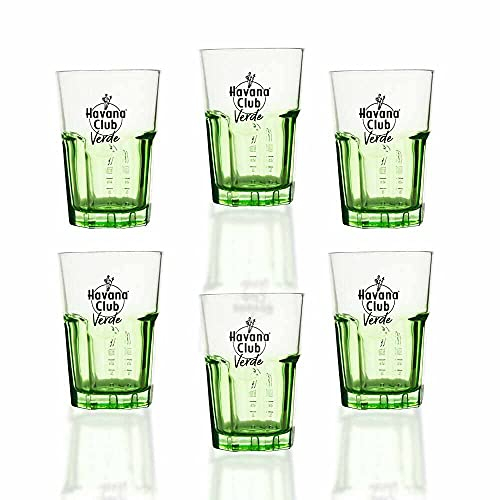 6 Stück Originale Havana Club Verde Longdrink Gläser - 0,34l - Transparent/Grün