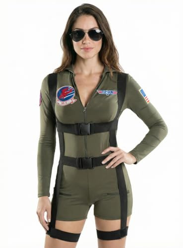 Maskworld Top Gun Romper - Damen - Lizenziertes Film-Kostüm für Erwachsene - Verkleidung Karneval Motto-Party - Größe: S