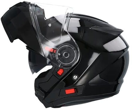 Shiro SH580 Motorradhelm, glänzend, Schwarz, Integralhelm, ECE geprüft, Vollgesichtshelm, doppelt, klappbar, für Erwachsene und Frauen (Large)