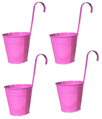 Geschenkestadl Hängetöpfe Ø 14 cm Übertopf Blumentopf 4 Stück (Rosa)
