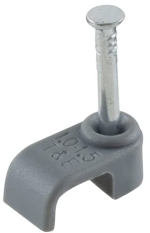 GTSE Flat Grey 1.5 mm Cable Clips, Box of 100, Skirting Wire Nail Clips, Cable Tacks for Ethernet, Electrical Cables, Walls